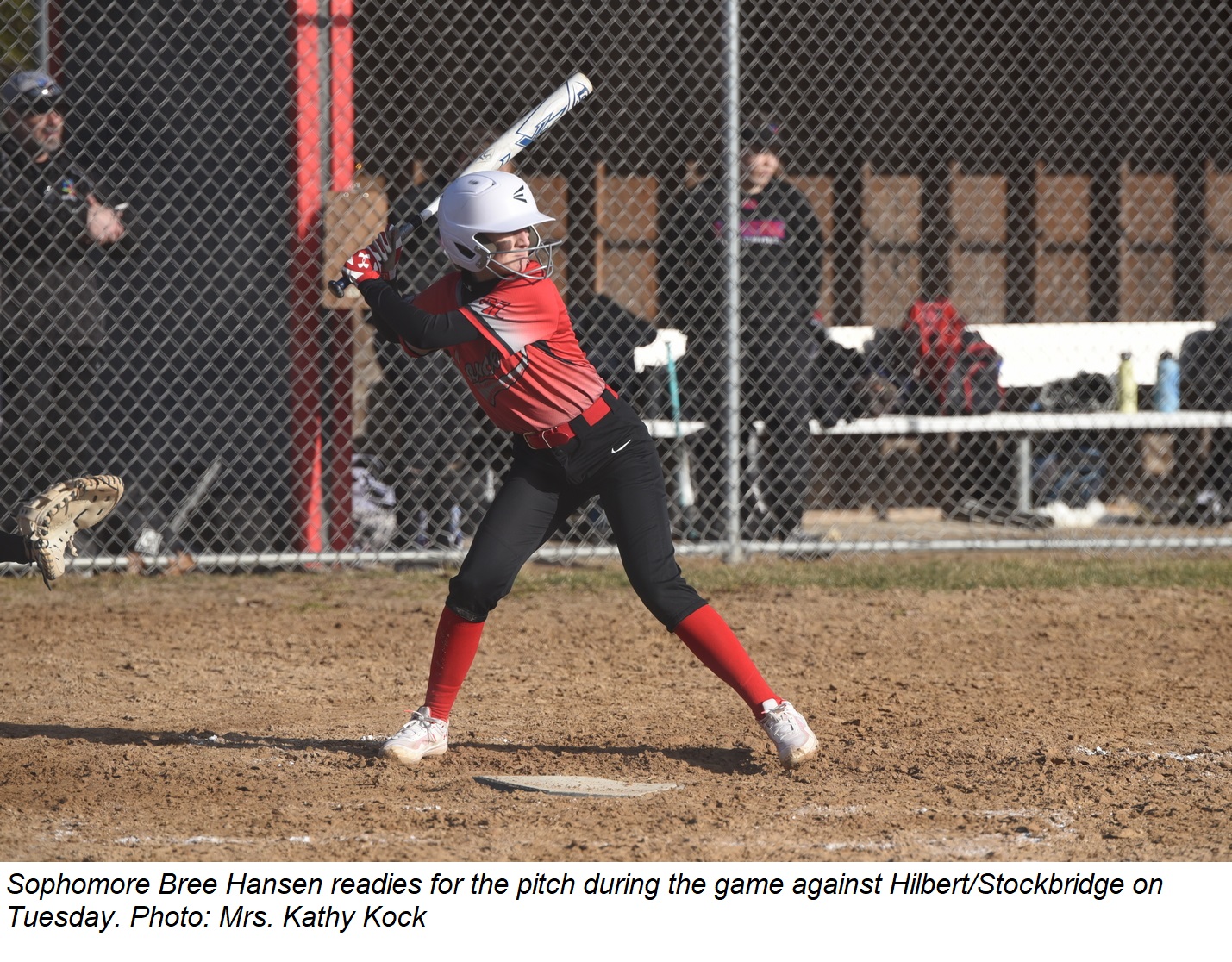 Bree Hansen readies for the pitch during the game against Hilbert/Stockbridge on Tuesday.